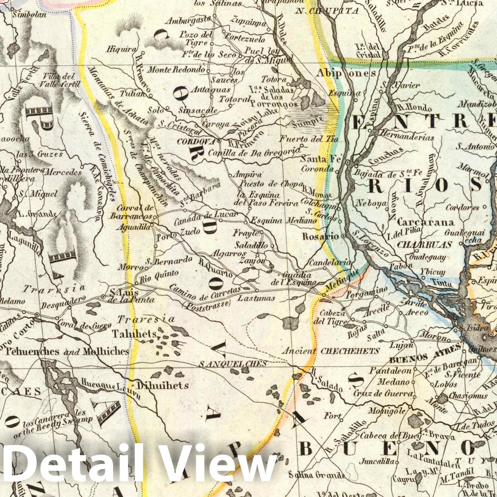 Chile, La Plata, and Uruguay - Boundary Map, 1853 - Historical Map Print