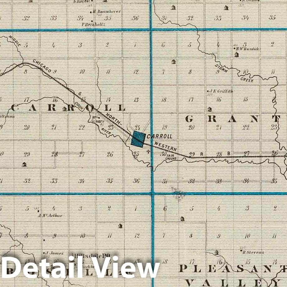 Carroll County - Railroad Map, 1875 - Historical Map Print