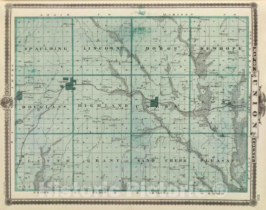 Historic Map : 1875 Map of Union County, State of Iowa. - Vintage Wall Art