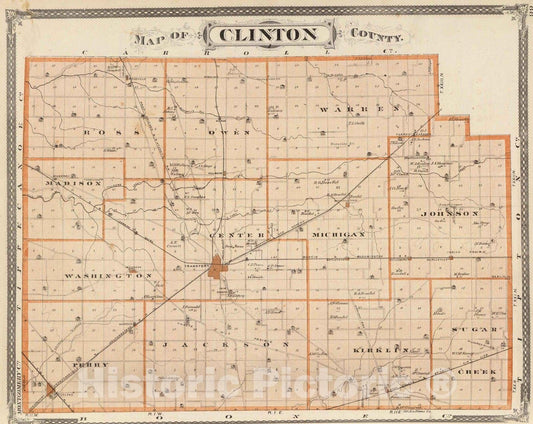 Historic Map : 1876 Map of Clinton County. - Vintage Wall Art