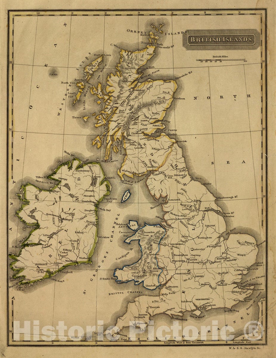 Historic Map : School Atlas - 1820 British Islands. - Vintage Wall Art