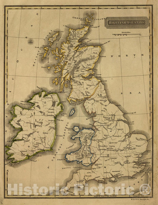 Historic Map : School Atlas - 1820 British Islands. - Vintage Wall Art