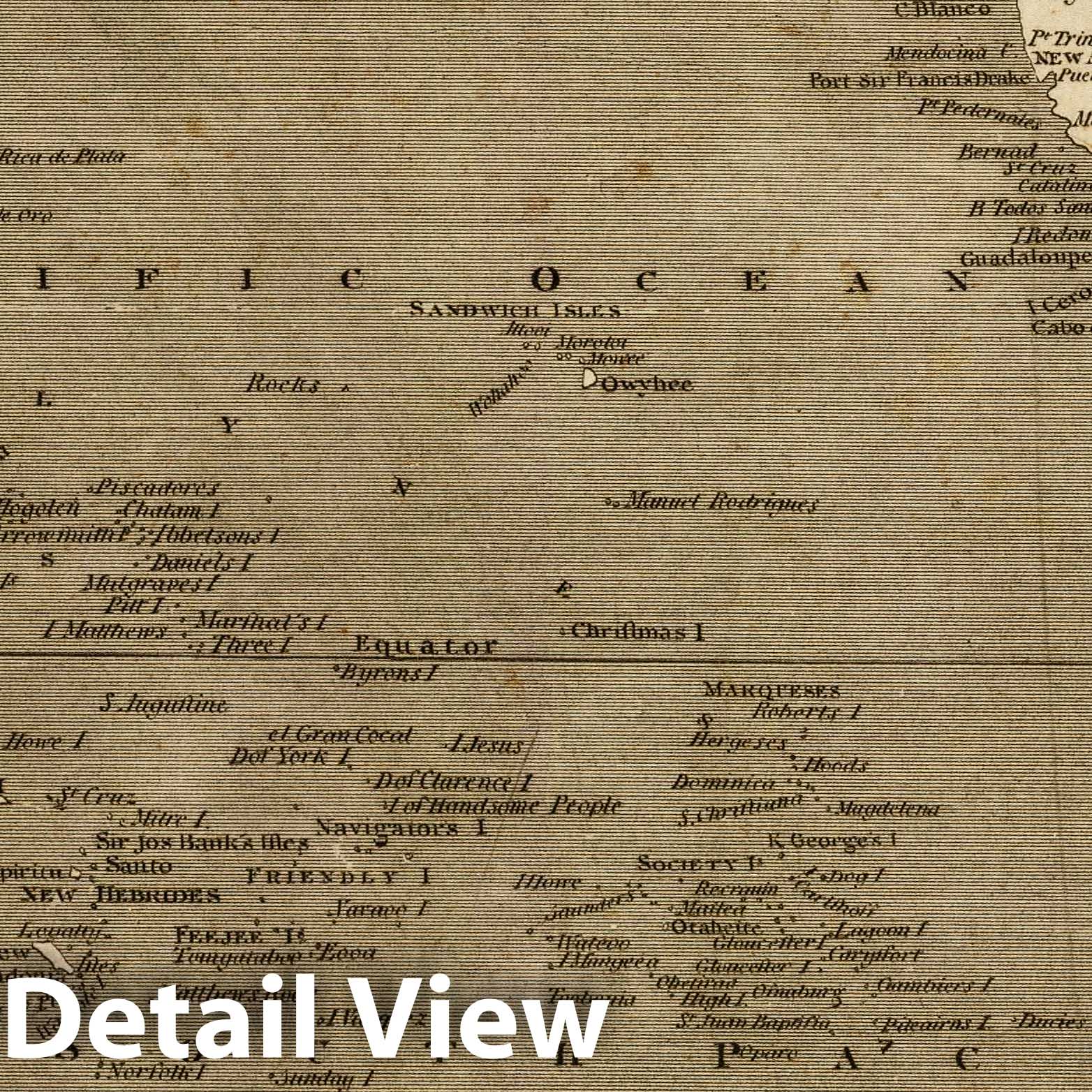 Pacific Ocean, 1804 - Historical Nautical Map Print