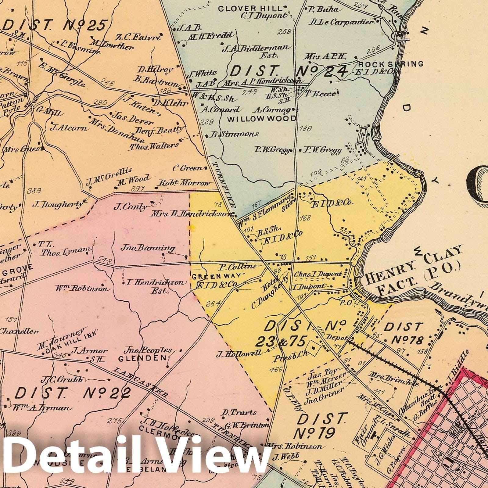 Christiana and Centreville - Railroad Map, 1868 - Delaware Historical Map Print