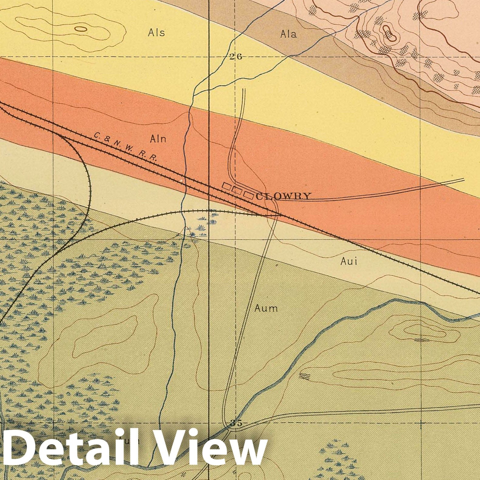 Marquette Iron-Bearing District, Michigan - Geological Map 1896