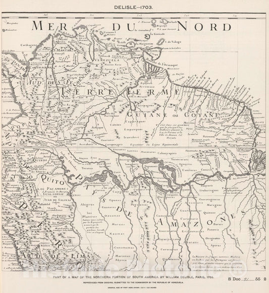 Historic Map : National Atlas - 1703 Northern Portion of South America. - Vintage Wall Art