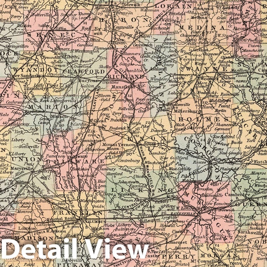 Historic Map : 1857 A New Map of the State of Ohio : Vintage Wall Art