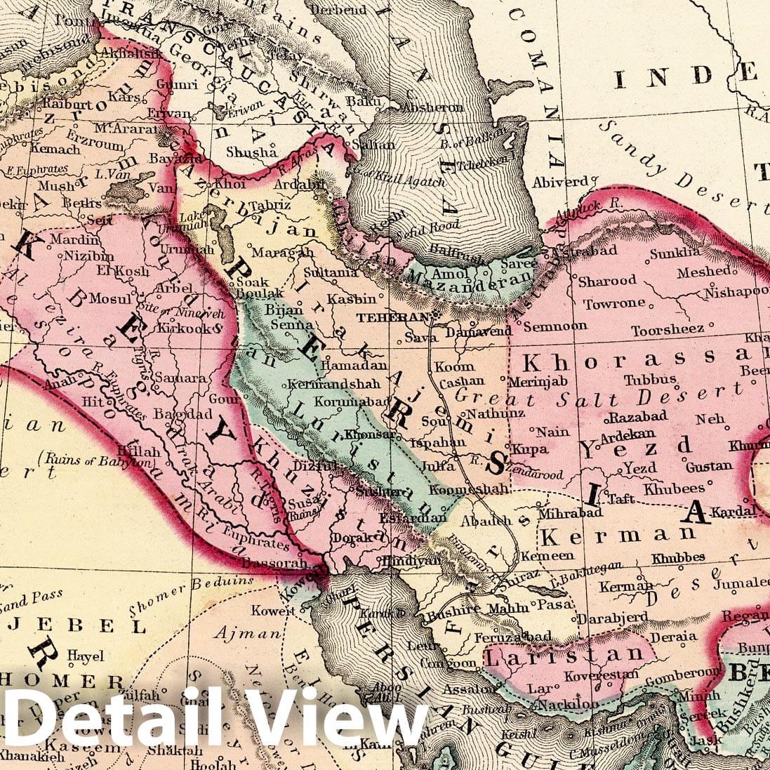 Persia, Arabia, Turkey in Asia, Afghanistan & Balochistan - 1877 Historical Map Print