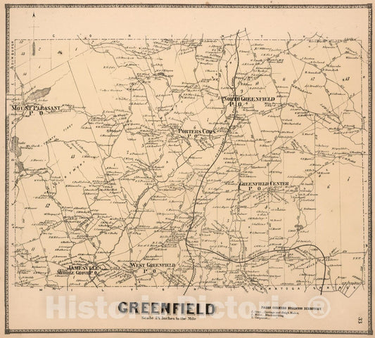 Greenfield Township, Saratoga County, New York - Property Map, 1866