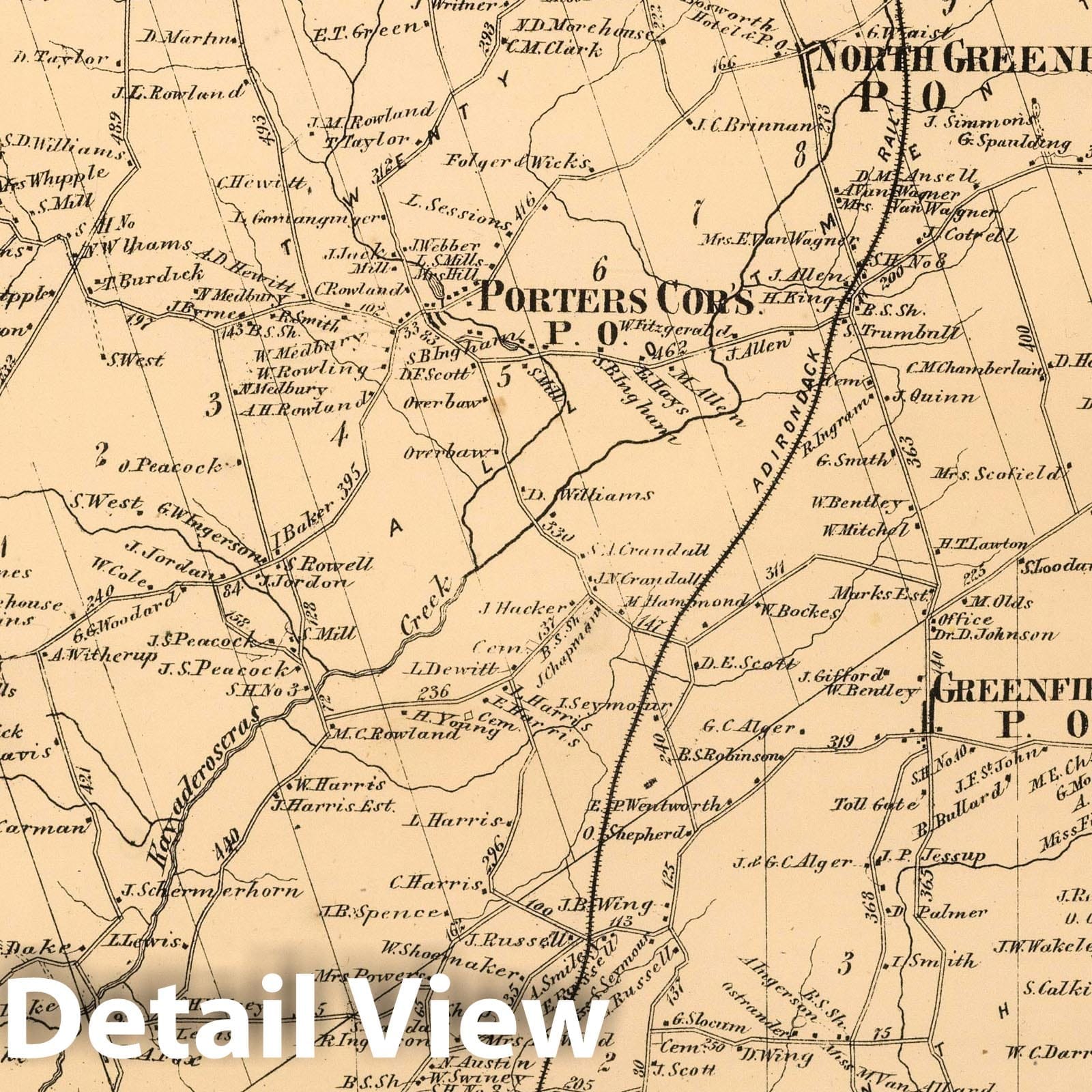 Greenfield Township, Saratoga County, New York - Property Map, 1866