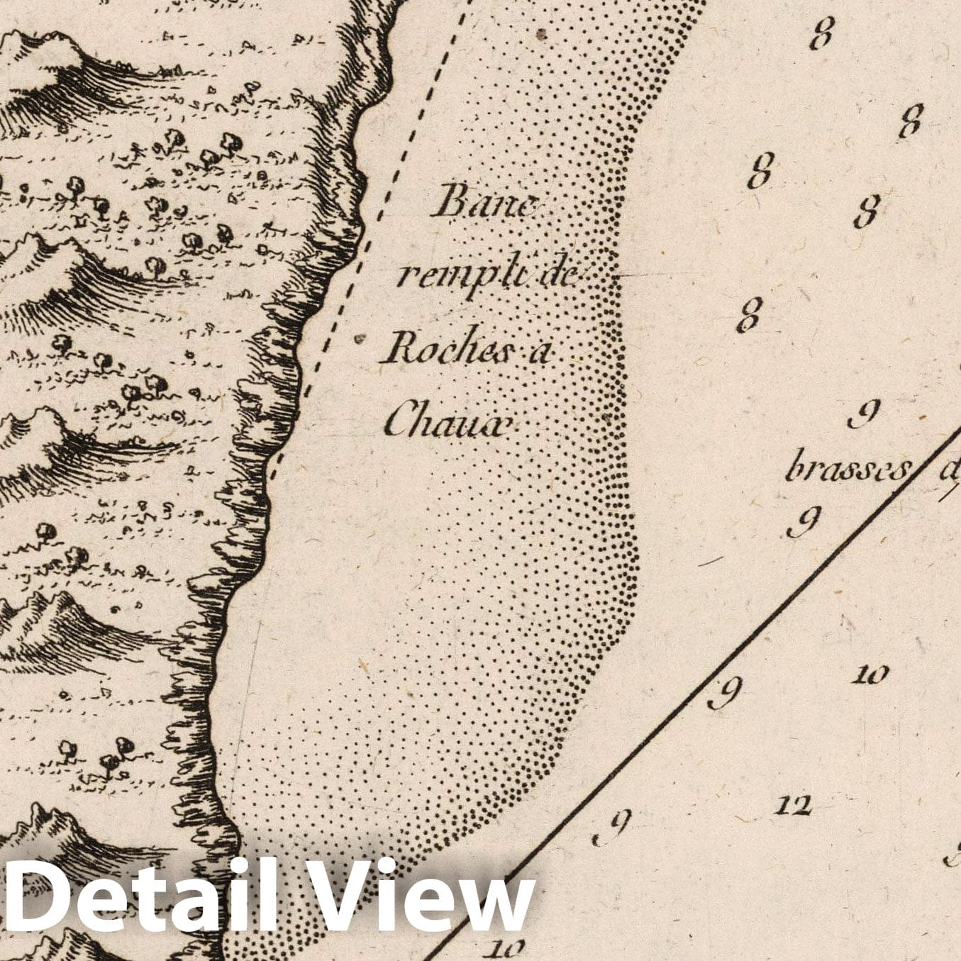 Cul de Sac des Roseaux, Saint Lucia - Nautical Chart, 1763 - Bellin Maritime Map Print