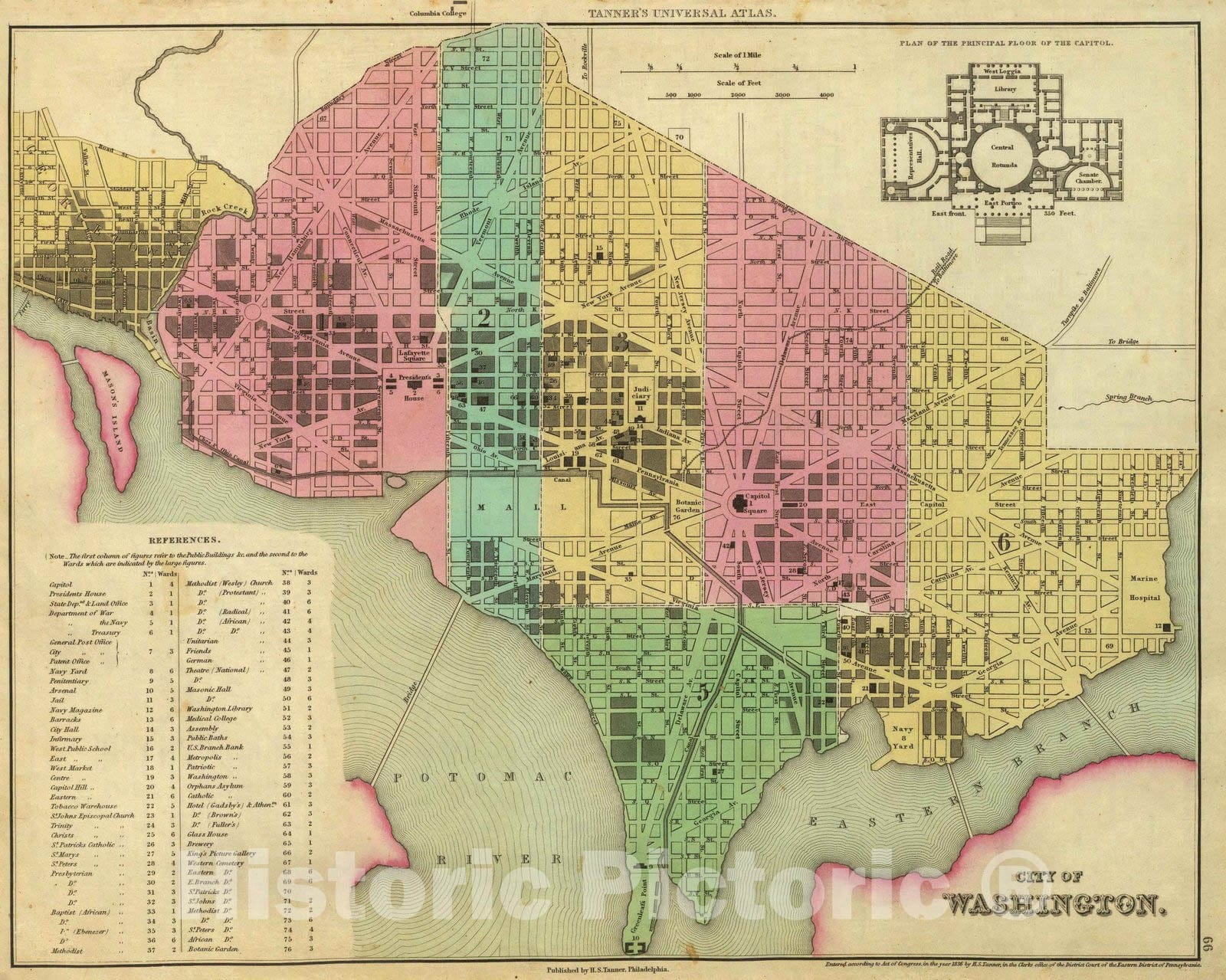 Historic Map : 1836 City of Washington. - Vintage Wall Art