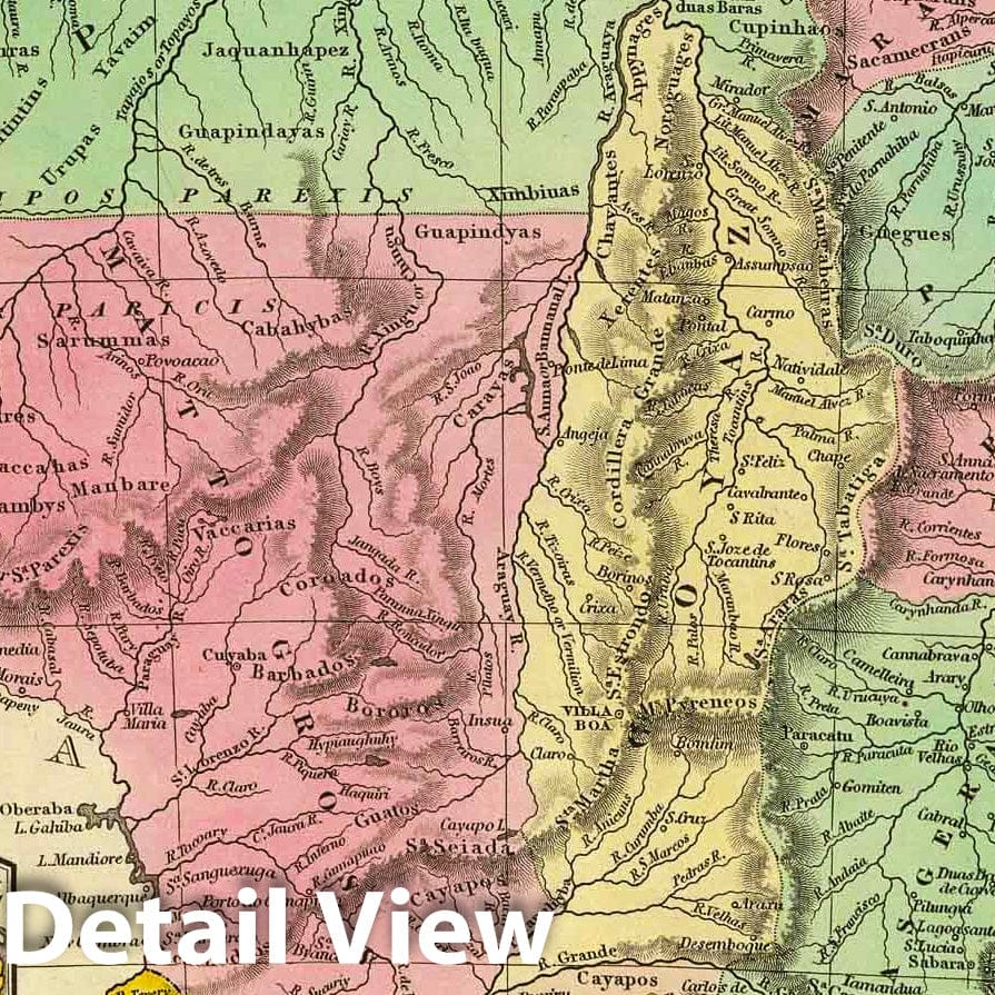 Brazil with Paraguay and Rio de Janeiro, 1836 - Historical Map Reproduction