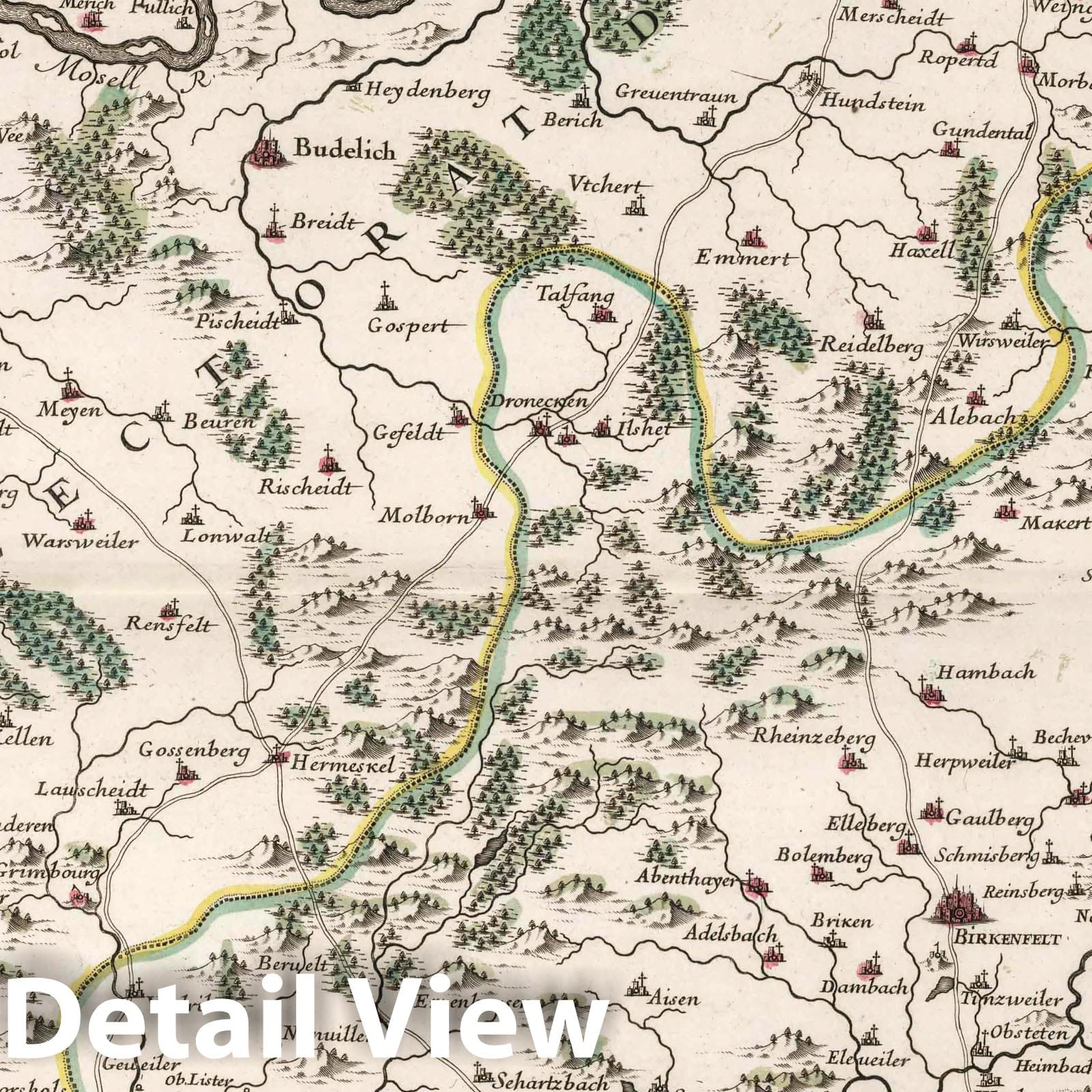 Regions Between Rhine, Saar, Moselle, and Lower Alsace, France 1705 Historical Map