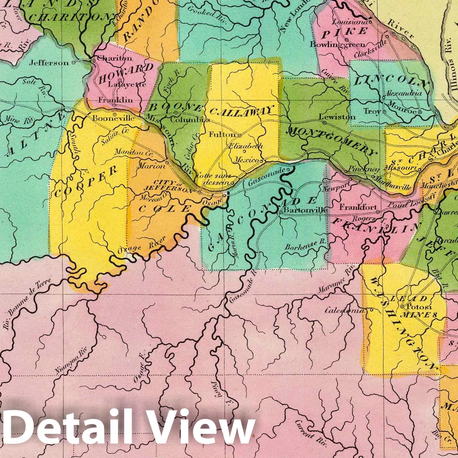 Missouri, 1835 - Historical Map Print from Burr's Universal Atlas