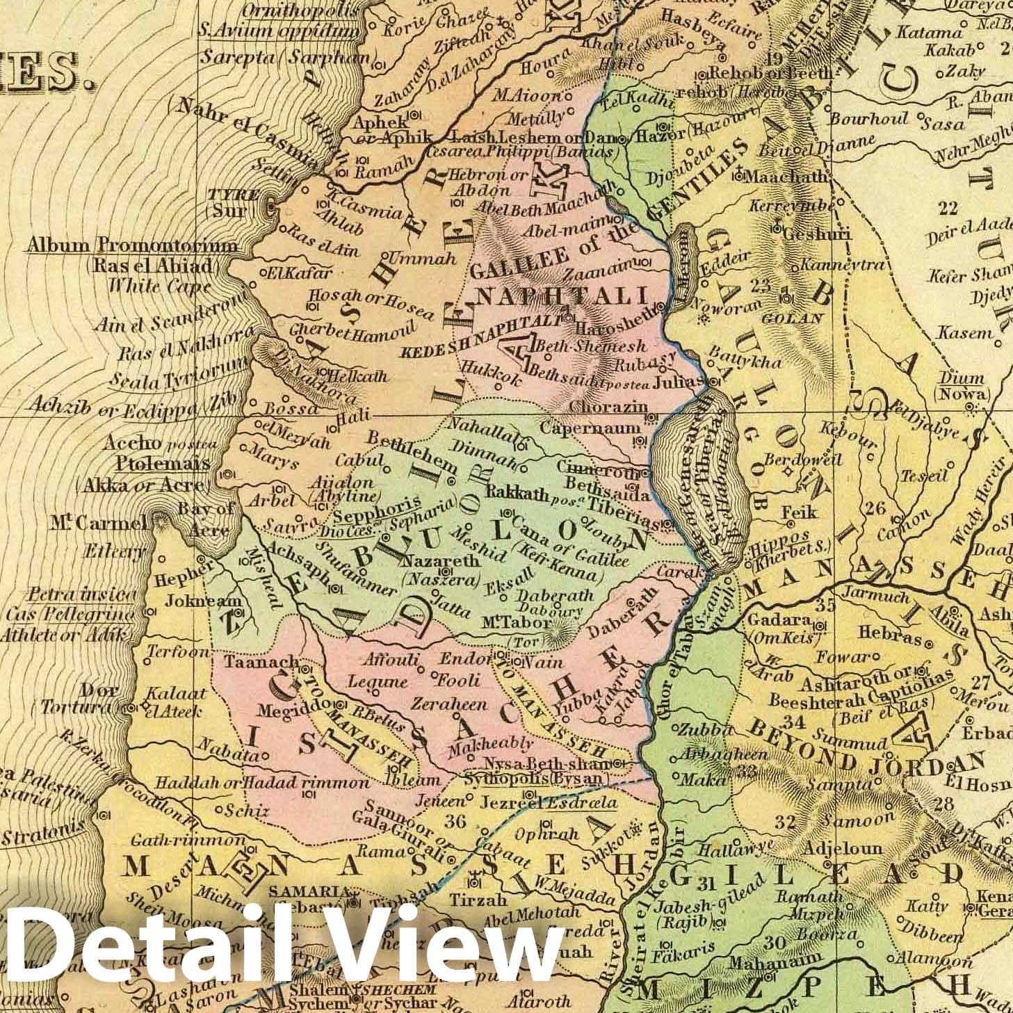 Palestine and Adjacent Countries with Jerusalem, 1836 - Historical Map Print