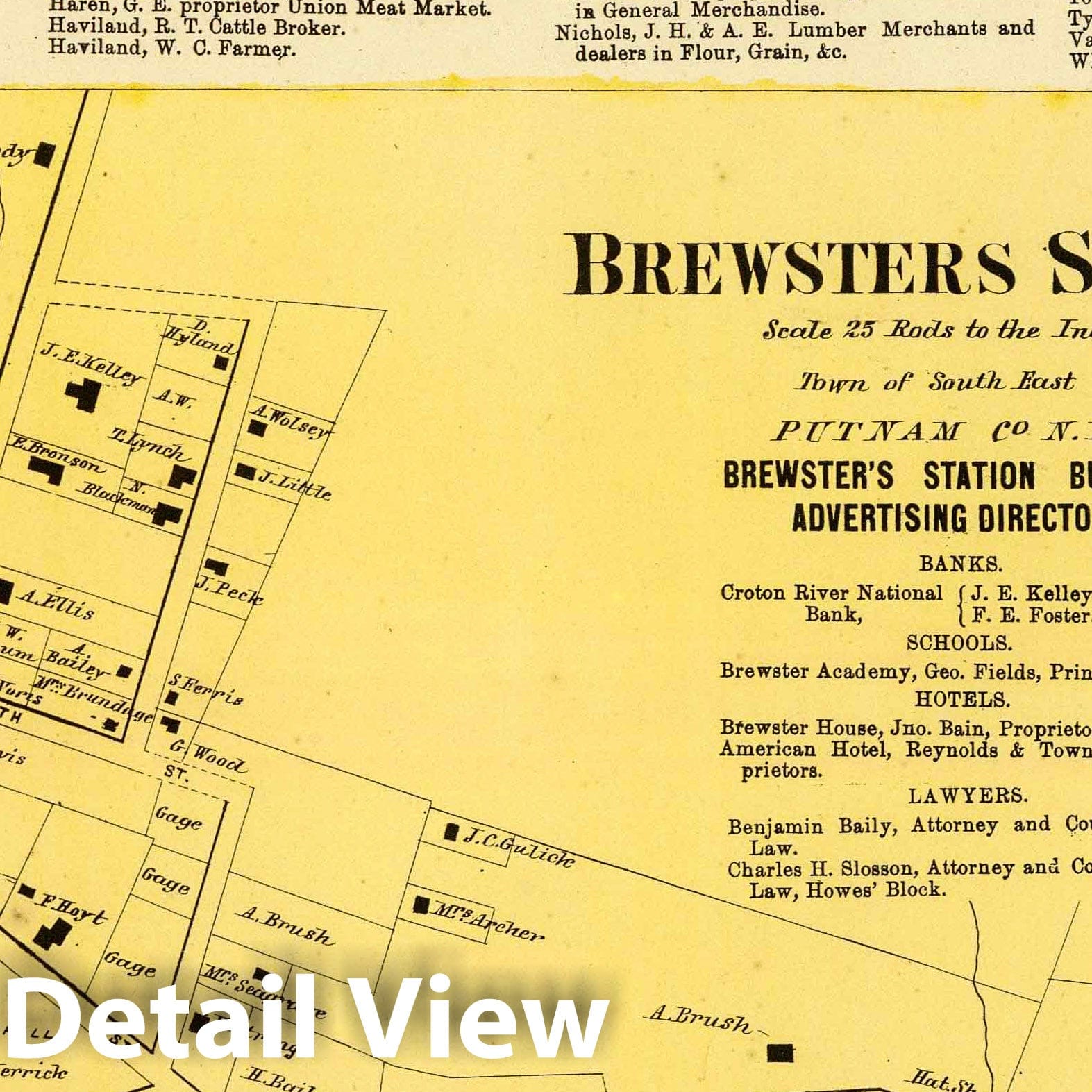 Brewster and Patterson, Putnam County, New York 1868 Historical Map Print