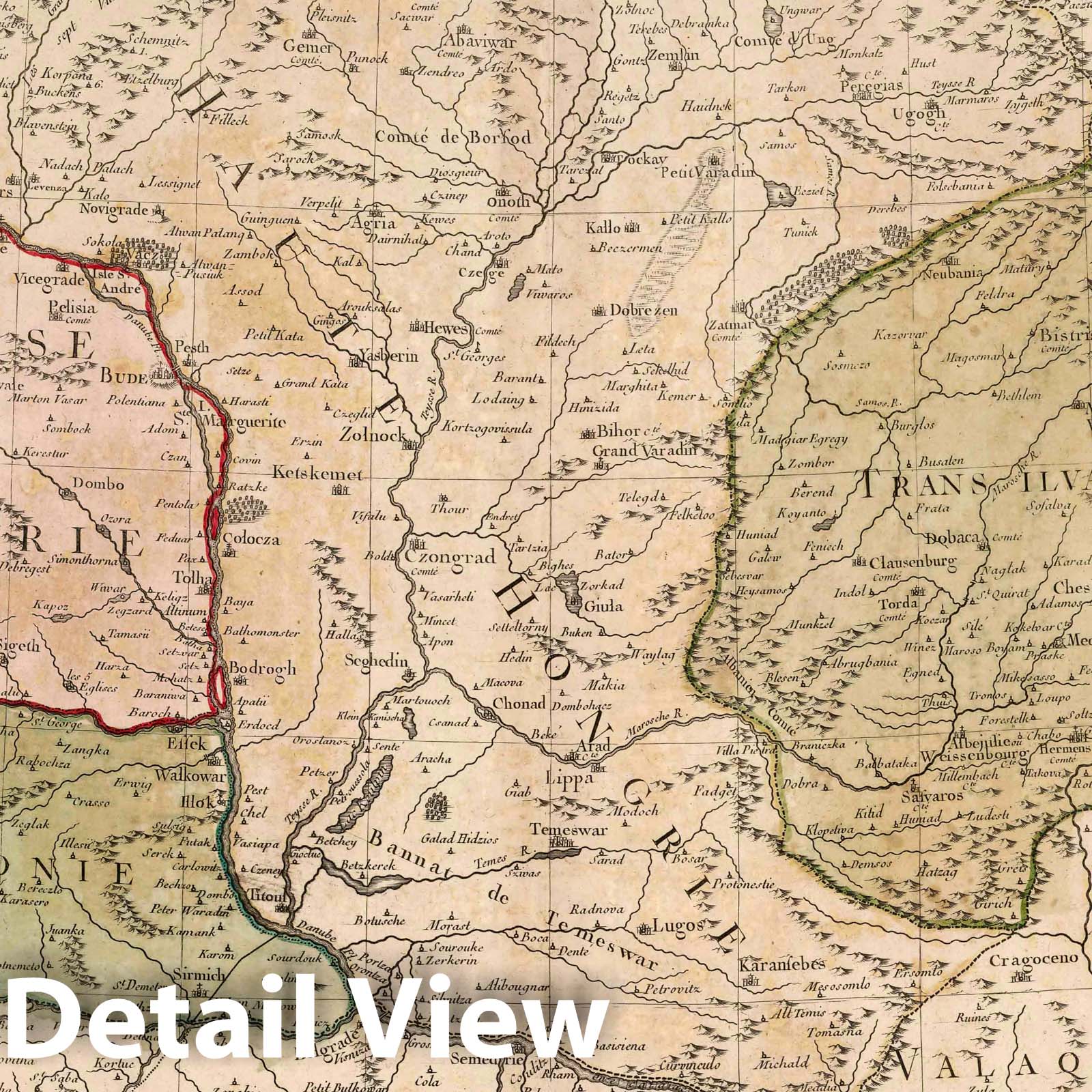 Hungary, Transylvania, Slavonia, and Croatia - River Map, 1769