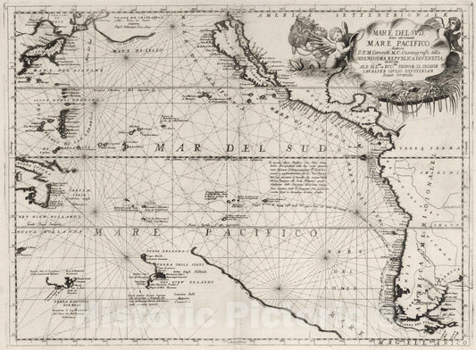Historic Map : 1693 Mare del Sud detto alurimenti Mare Pacifico. - Vintage Wall Art