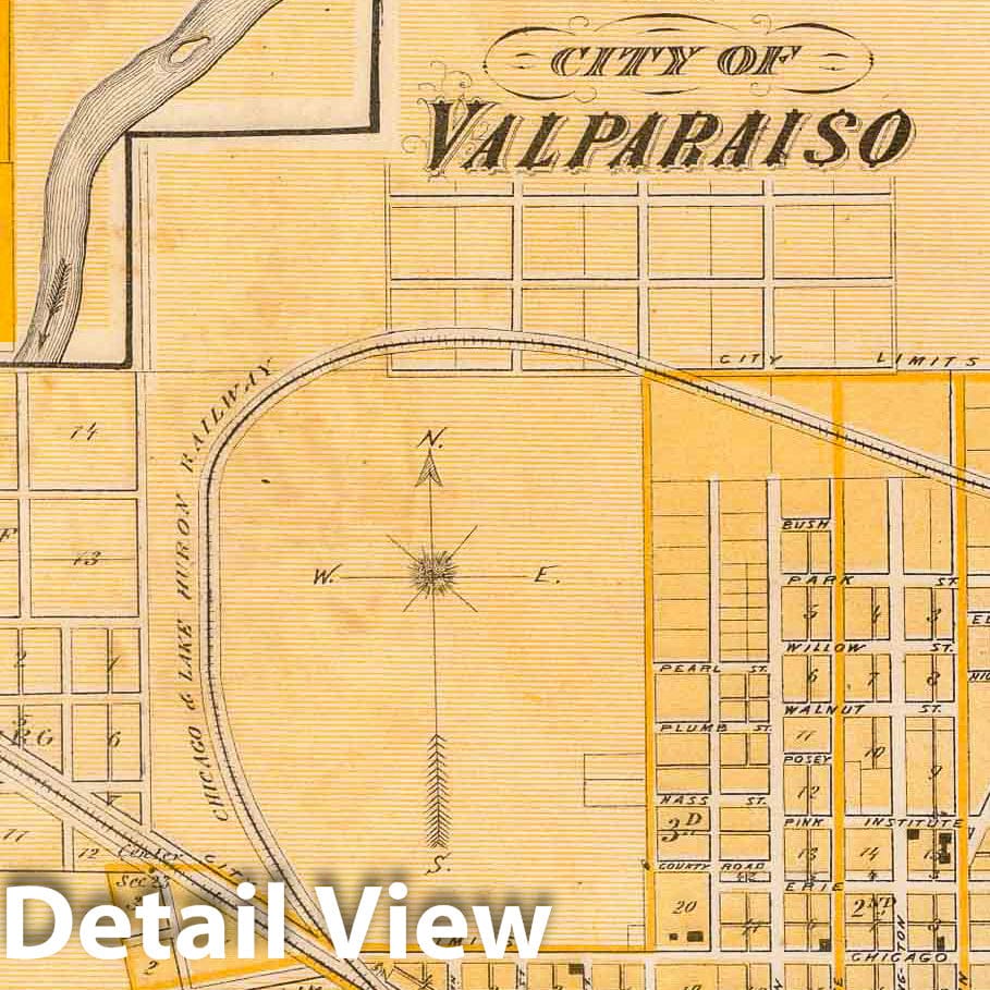 Valparaiso, Monticello, Francesville, Reynolds, Brookston, Winamac, Indiana 1876 Historical Map