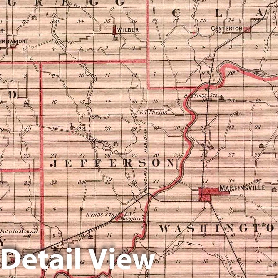 Morgan County, Mooresville, Martinsville, Indiana - Railroad Map, 1876
