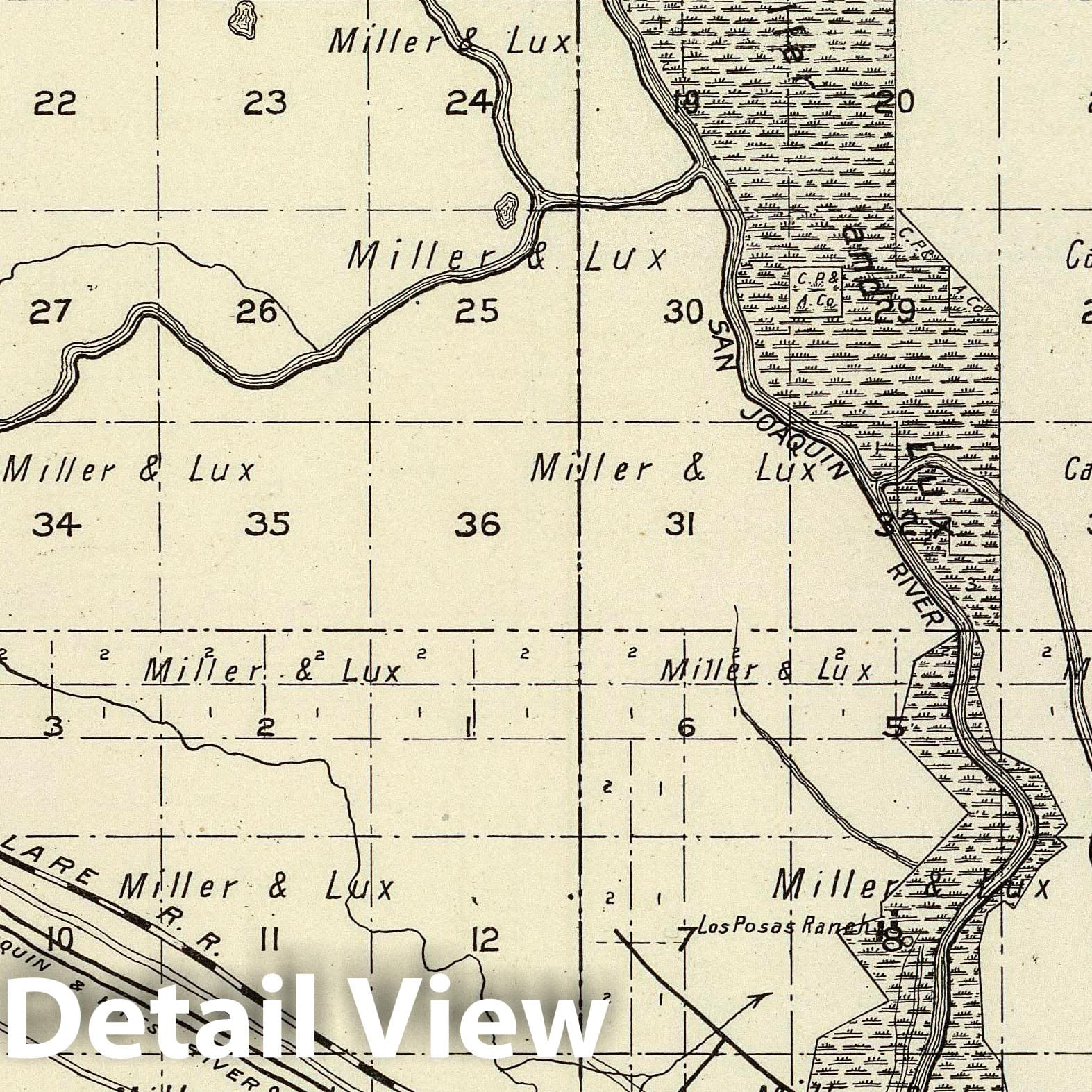 Fresno County and Madera County, California - Survey Map, 1891