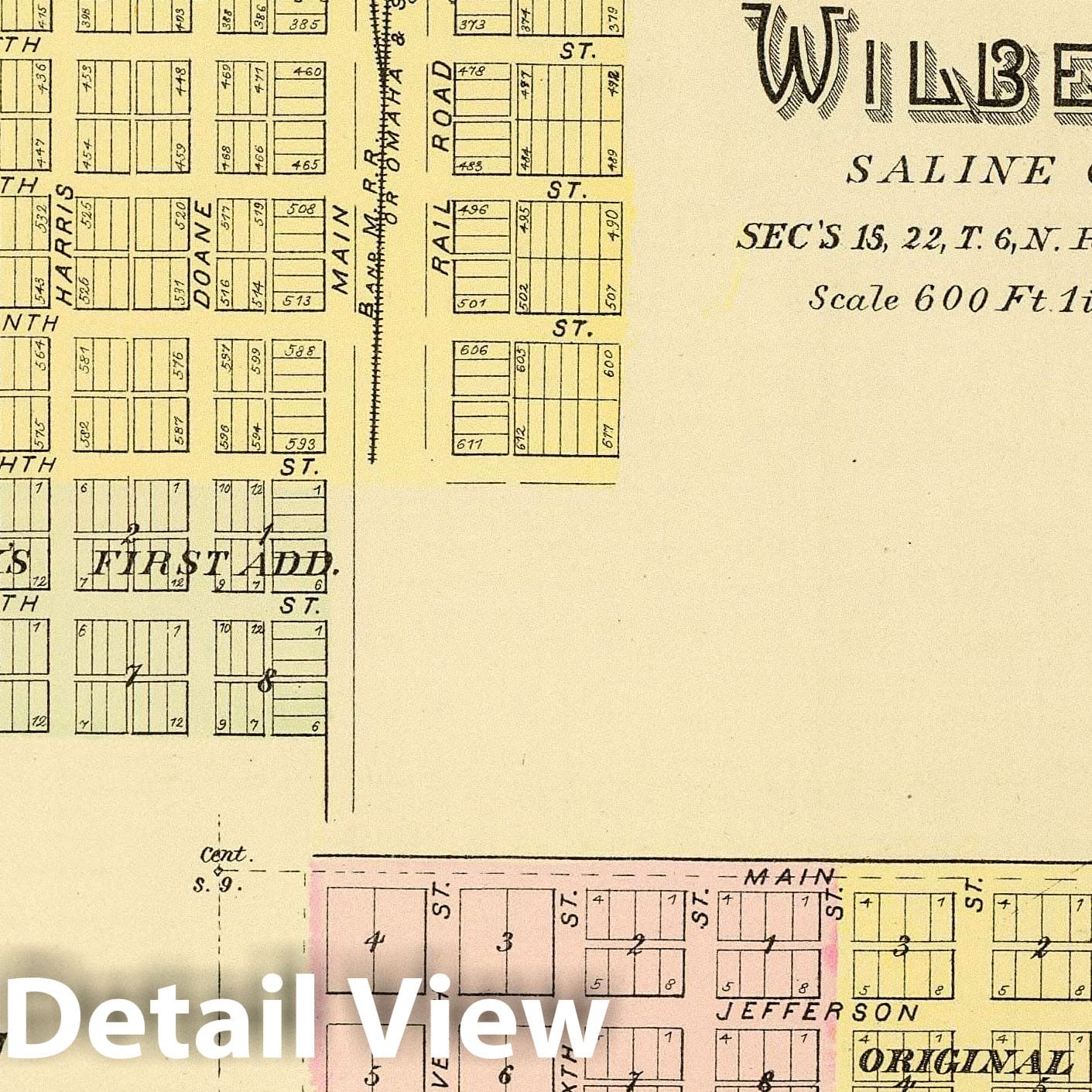 Wilber, Saline County, Nebraska - Railroad Map, 1885