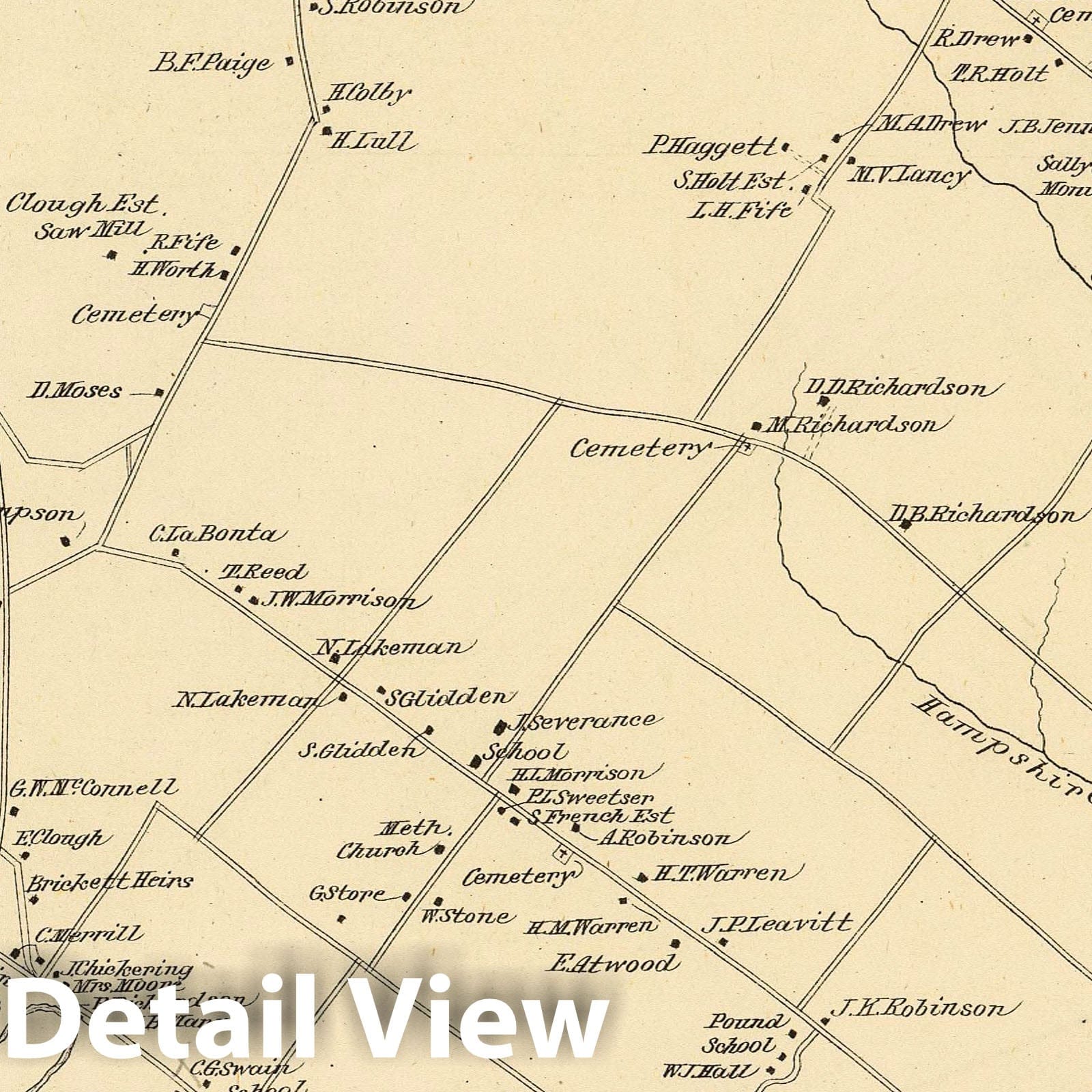 Pembroke, Merrimack Co. (with) Pembroke Street - 1892 Railroad Map Print