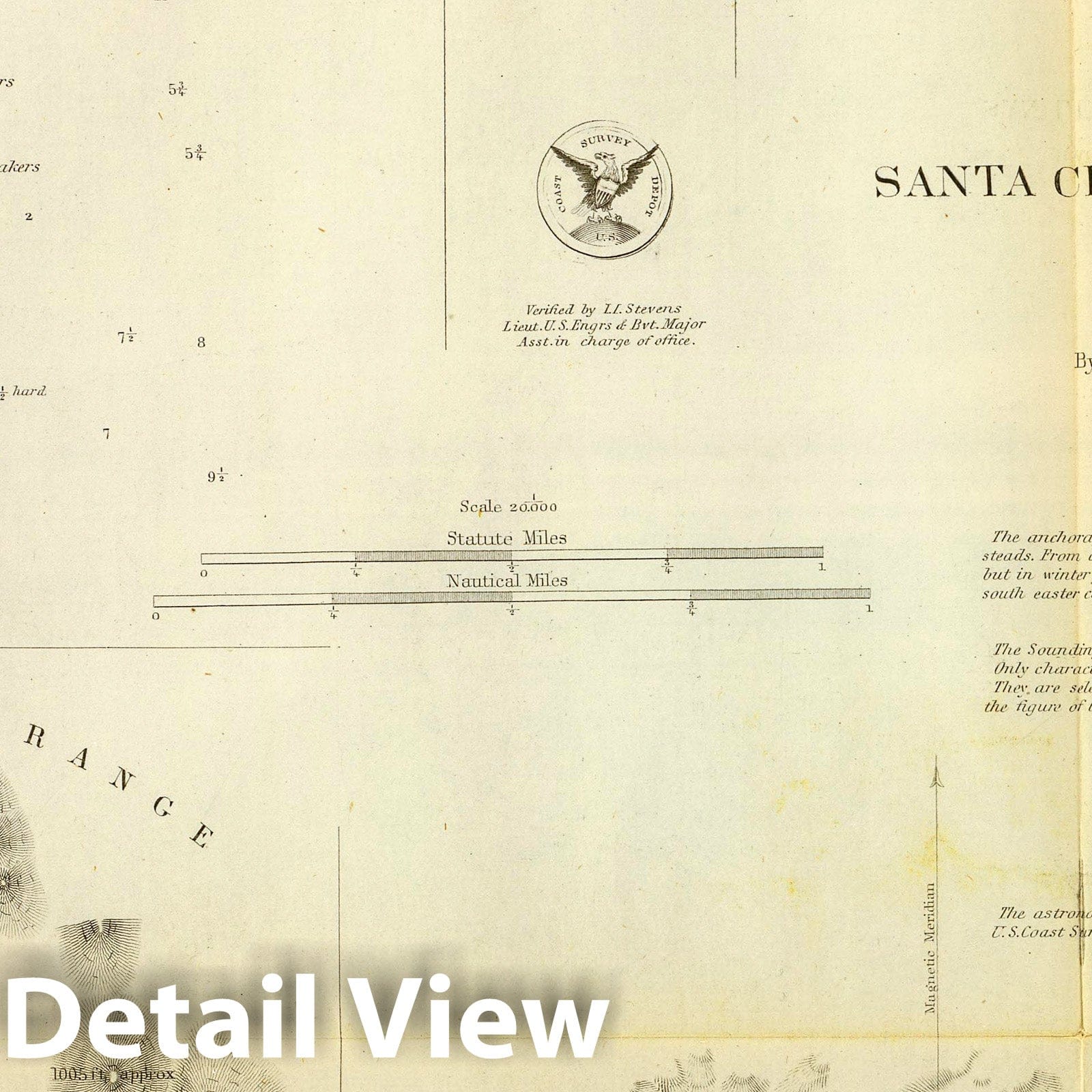 Santa Cruz, San Simeon, Coxo & San Luis Obispo - Nautical Chart, 1852