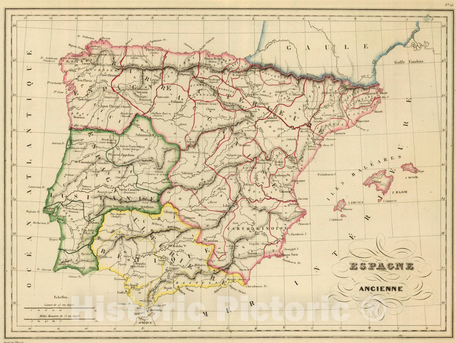 Historic Map : Portugal; Spain, 1837 Espagne ancienne. , Vintage Wall Art