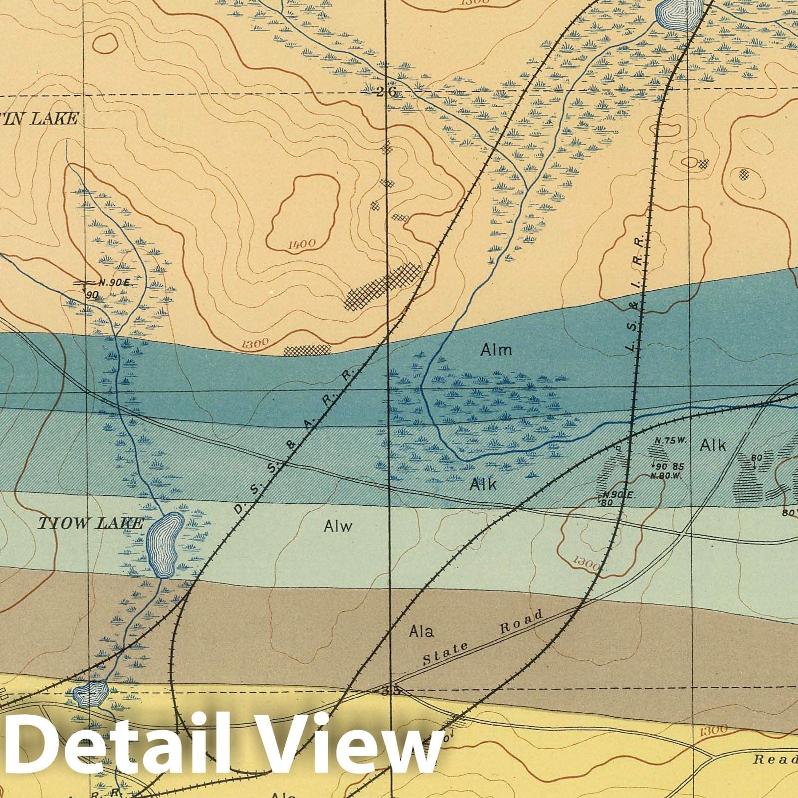 Marquette Iron-Bearing District, Michigan - Geological Map 1896