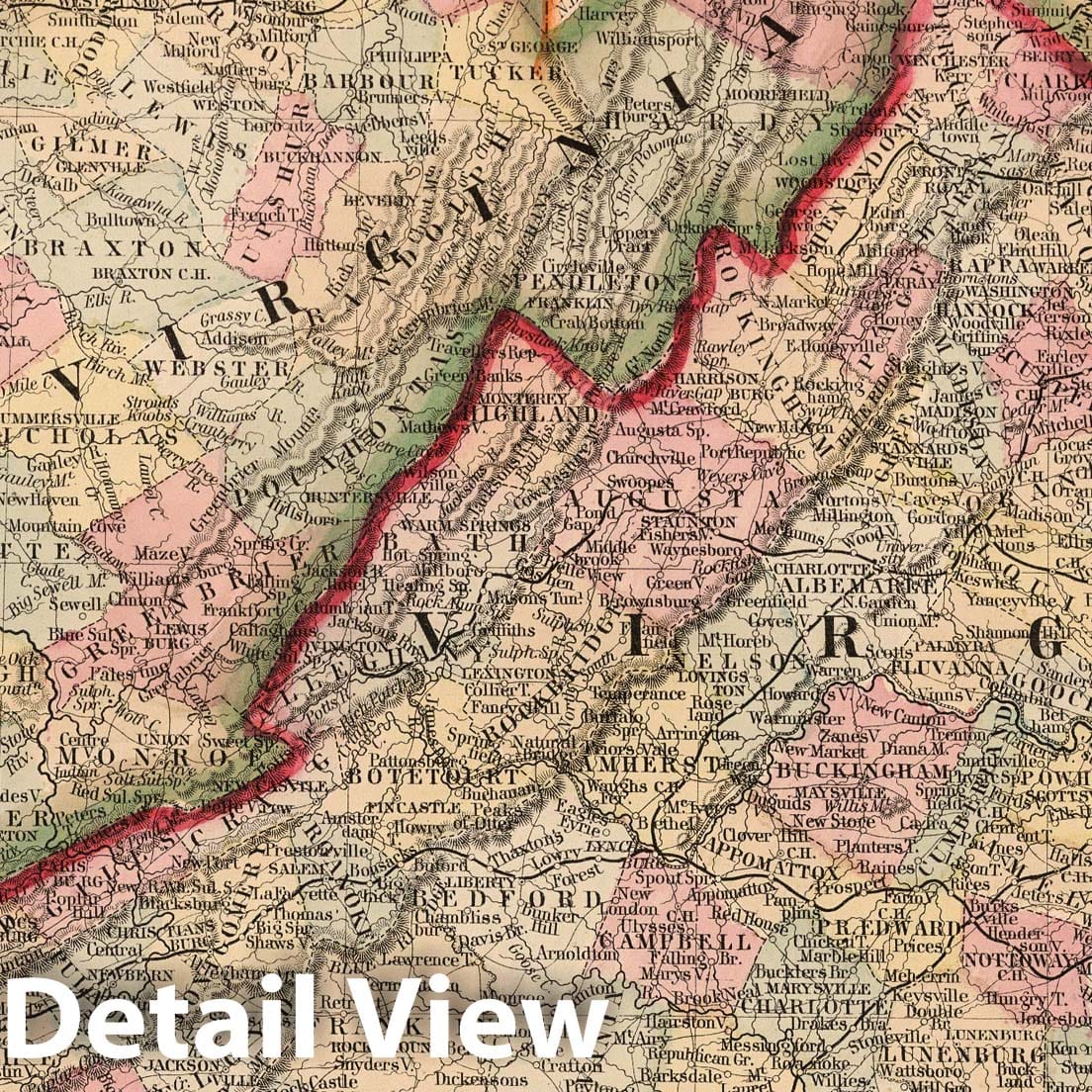 Virginia and West Virginia 1868 Historical Map Print