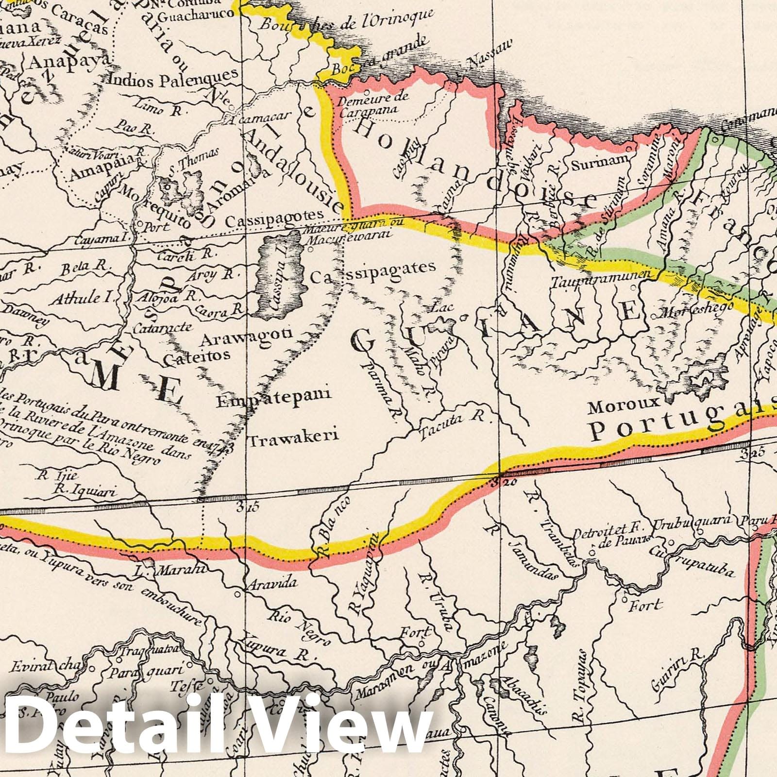 Orinoco-Essequibo Region, Venezuela and Guyana - Route Map, 1767