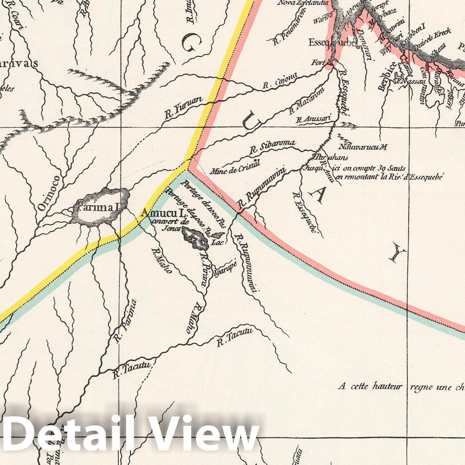 Orinoco-Essequibo Region, Venezuela and Guyana - Route Map, 1748