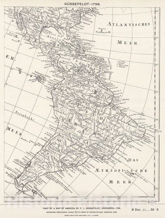 Historic Map : National Atlas - 1796 Part of America by Gussefeldt. - Vintage Wall Art
