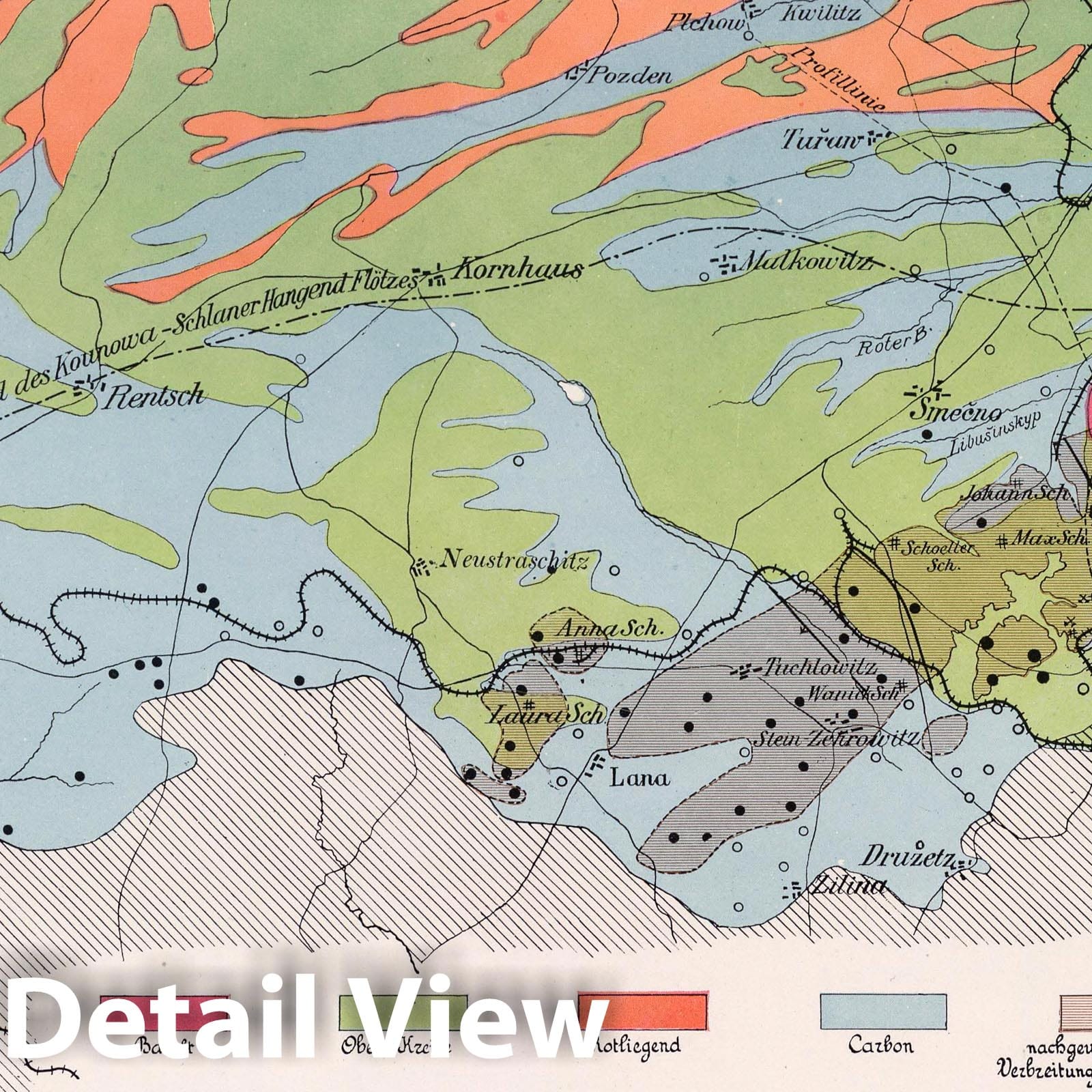Kladno-Rakonitz Coal Fields, Austria - Geologic Map, 1913