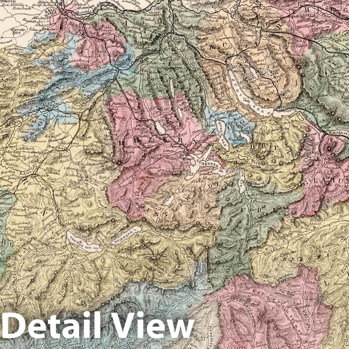 Switzerland - Geologic Map, 1865 - Historical Map Print