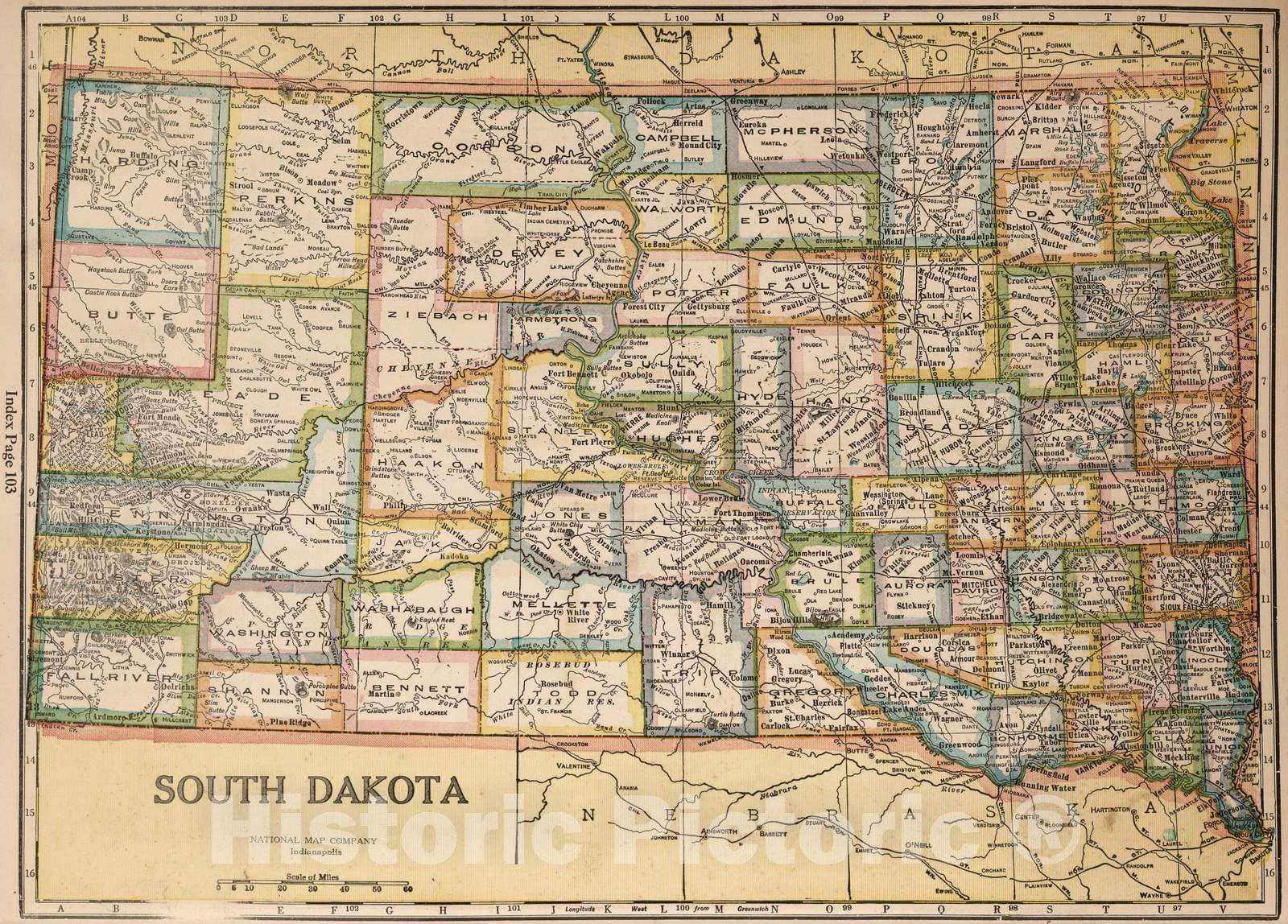 Historic Map : National Atlas - 1927 South Dakota - Vintage Wall Art