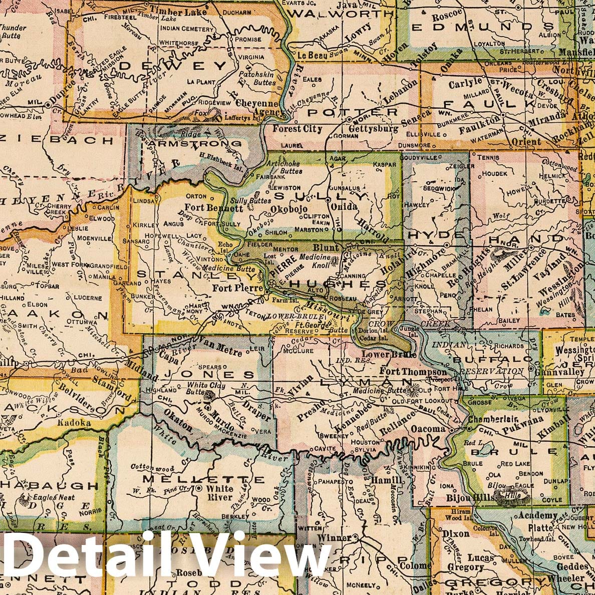 South Dakota - Road Map, 1927 - Historical Map Print