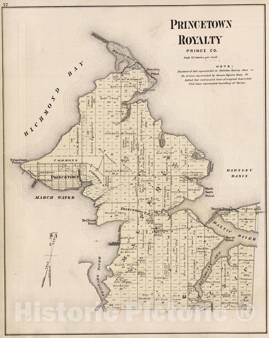 Historic Map : 1880 Princetown Royalty, Prince Co. - Vintage Wall Art