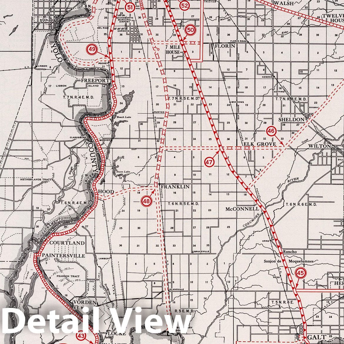 Sacramento County, California - Road Map, 1935