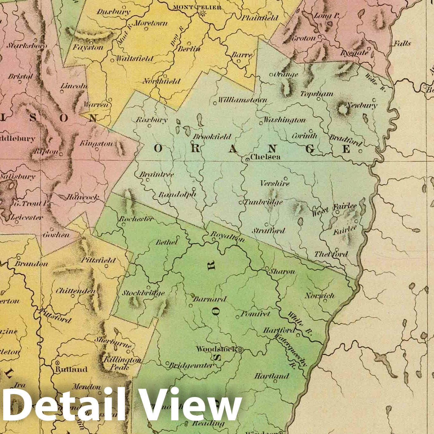 Vermont, 1838 - Historical Map Print from Bradford's Atlas