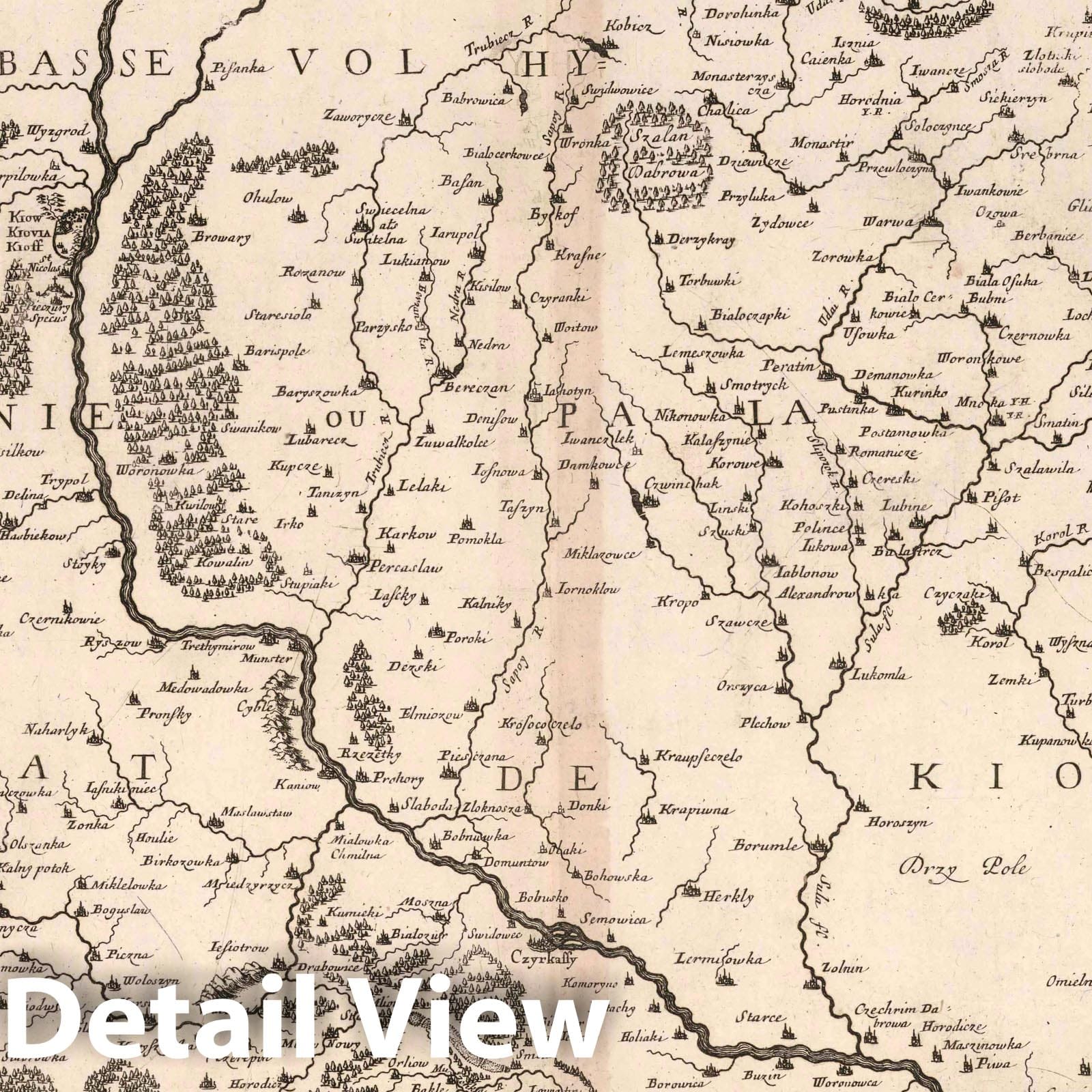 Lower Volyn, Ukraine 1665 Historical Map Print