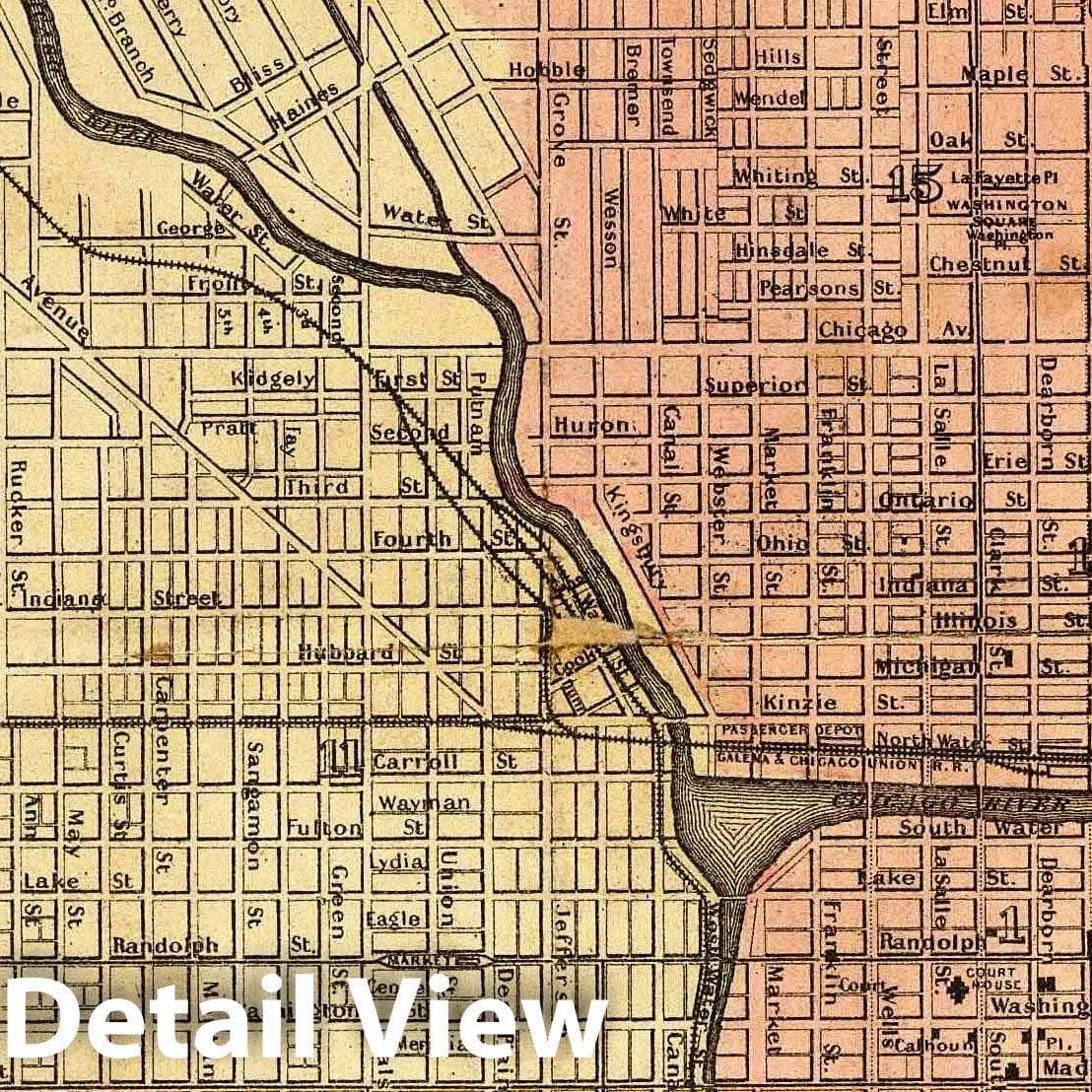 Chicago, Illinois - Burnt District, 1871 - Historical Map Print