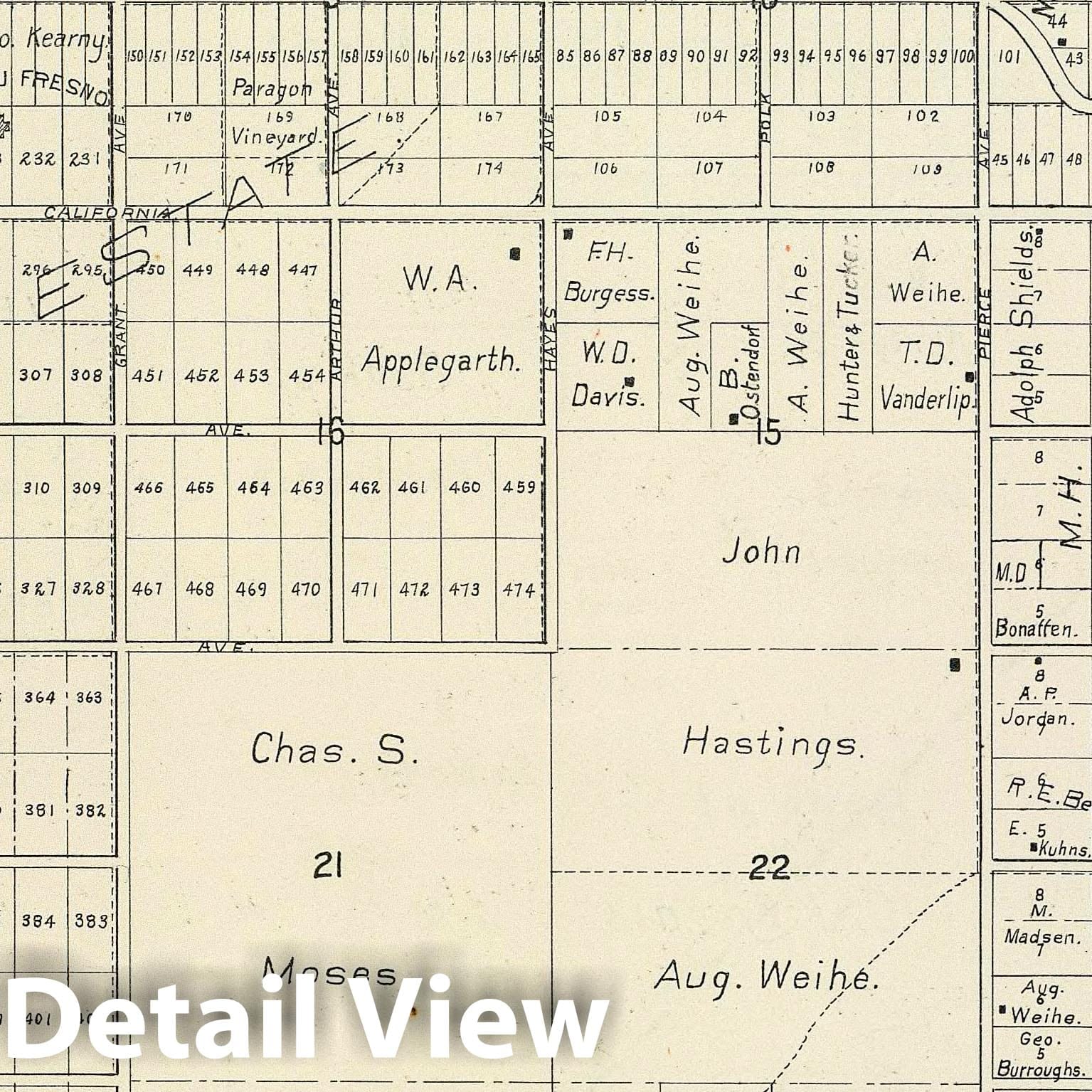 Township 14 South, Range 19 East, Fresno County, California - 1891 Survey Map