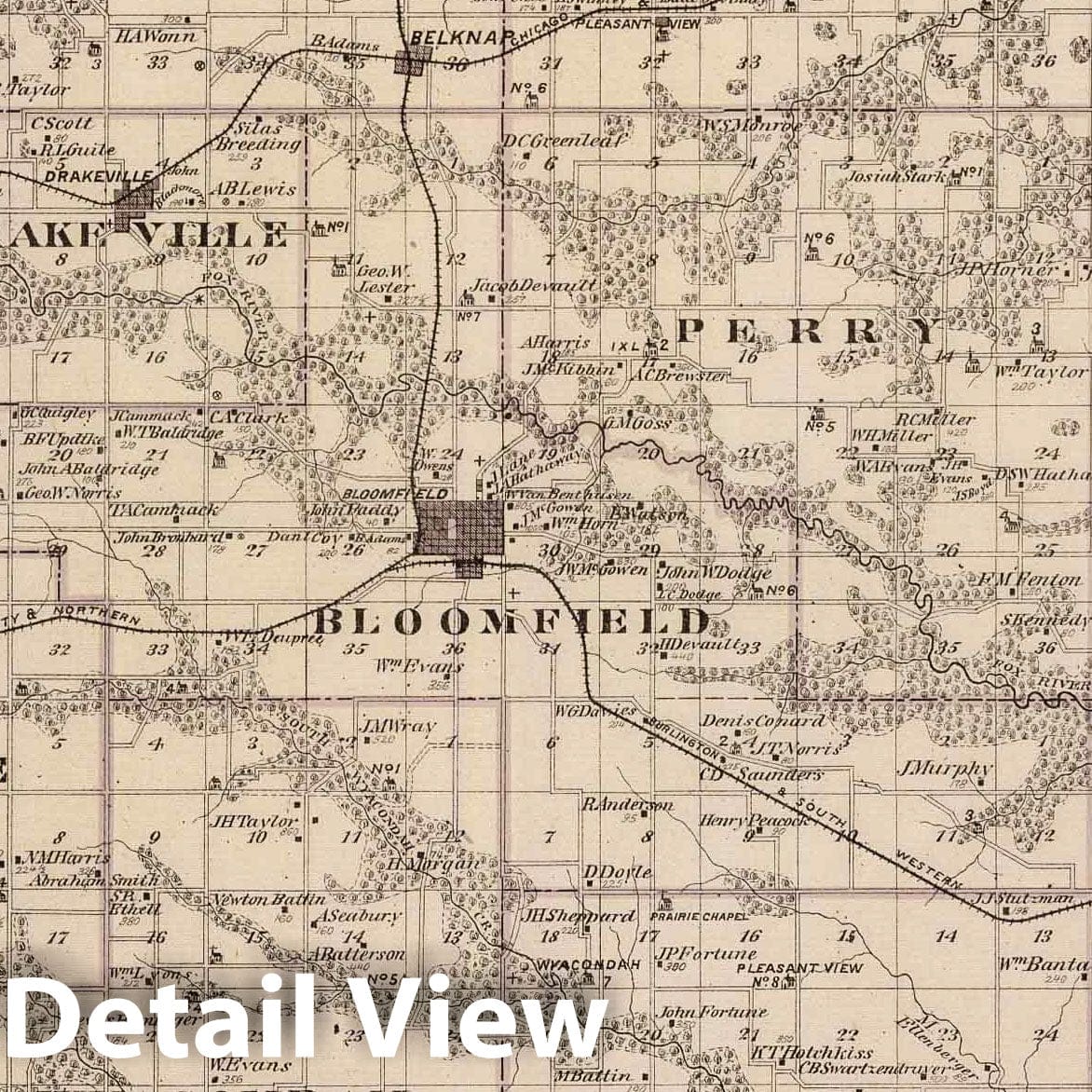 Davis County, Iowa - Railroad Map, 1875 - Historical Map Reproduction