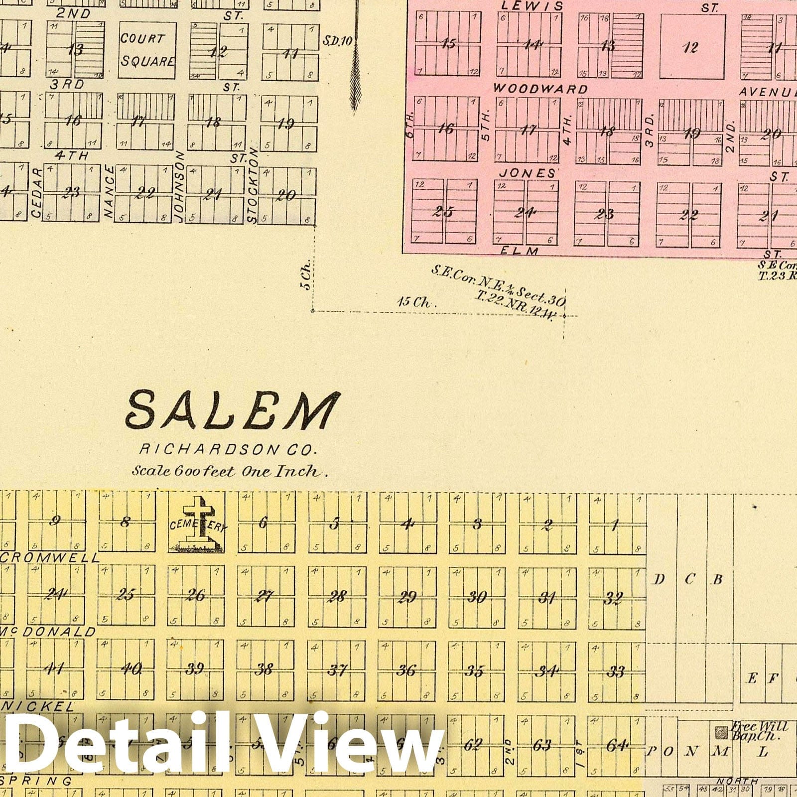 Salem, Burwell, Cedar City, and Preston, Nebraska, 1885 - Historical Map Print