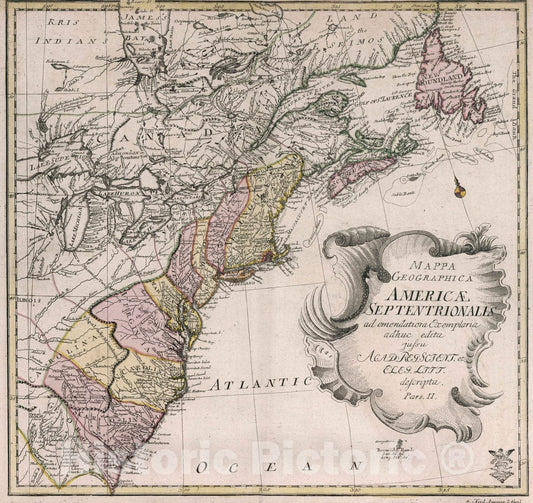 Historic Map : School Atlas - 1753 Mappa geographica Americae septentrionalis pars II - Vintage Wall Art