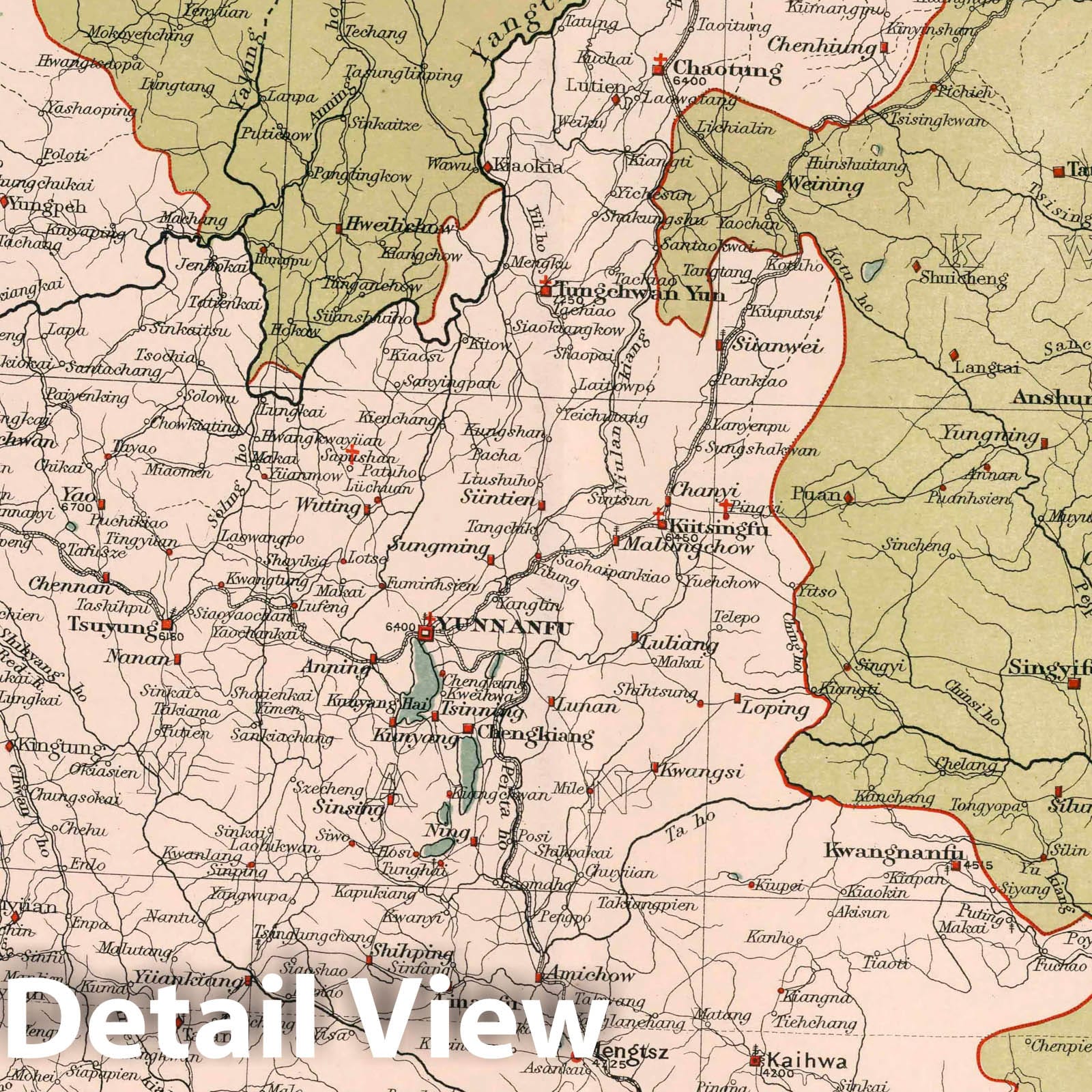 Yunnan - Railroad Map, 1908 - Historical Map Print