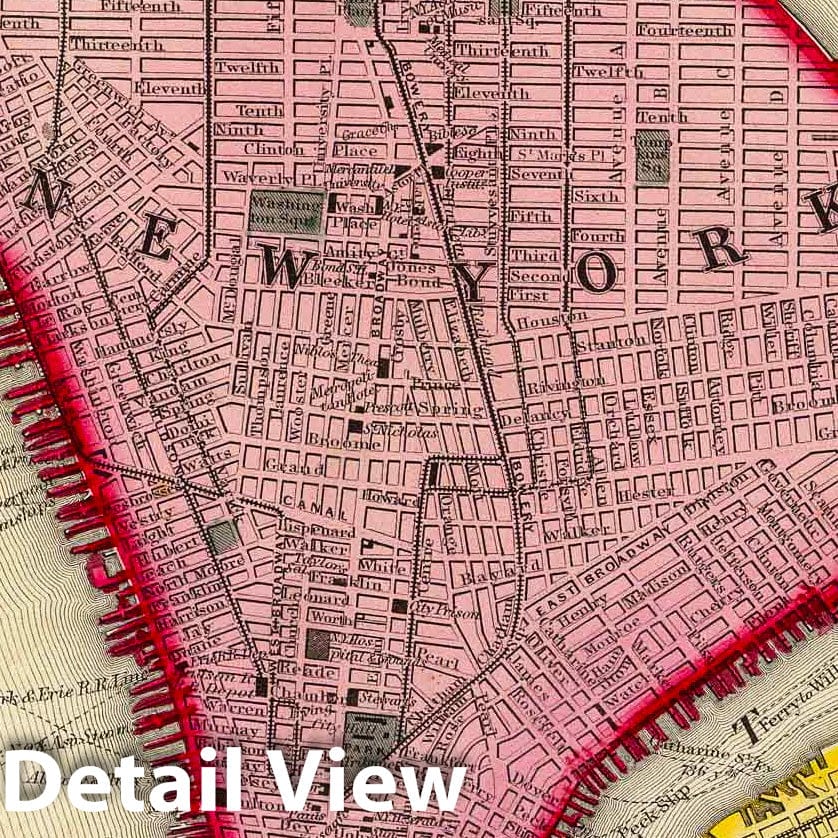 New York 1860 Historical City Plan Map Print
